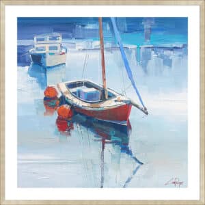 Red Sailing Boat - 5cm White Border