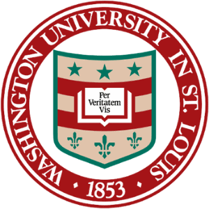 The official seal of Washington University, featuring a shield and Latin motto, symbolizing the institution's heritage and values.