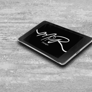MPR Designs logo on a ipad