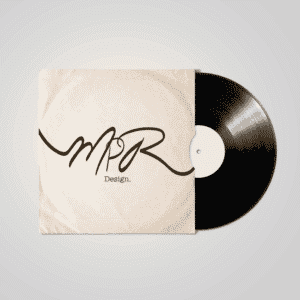 Vinyl record with "MPR Design" on a vintage-style album cover.