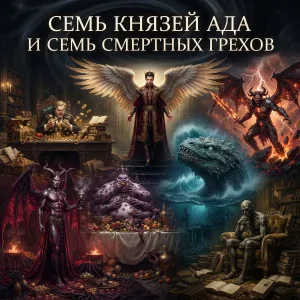 Семь князей Ада и семь смертных грехов — Люцифер, Маммона, Асмодей, Левиафан, Вельзевул, Сатана и Бельфегор.