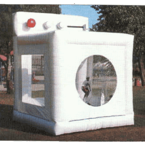 Inflatable washing machine bounce house for fun events.