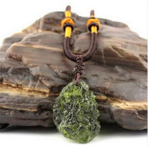 Natural Czech Green Meteorite Pendant Necklace