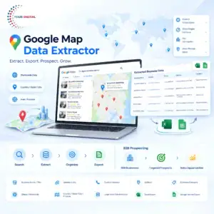 Google Map Data Extractor by Your Digital for worldwide B2B business data extraction and Excel export