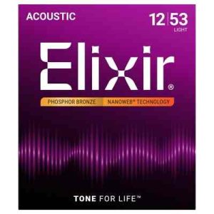 ELIXIR 012/53 NANOWEB Phosphor Bronze Acoustic Guitar Strings  16052