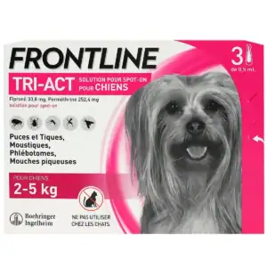 Frontline Tri-Act Chien (2-5 kg) – 3 Pipettes