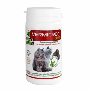Vermicroc Chat - Antiparasitaire Naturel pour Chats en Boulettes Appétantes - 40 boulettes