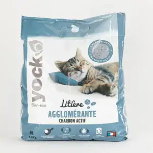 Yock Litiere Bentonite Blanche Charbon Actif 8L - Chat
