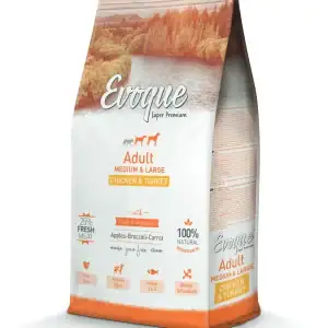 EVOQUE ADULT MEDIUM/LARGE CHICKEN & TURKEY - Пиле и пуйка 12кг