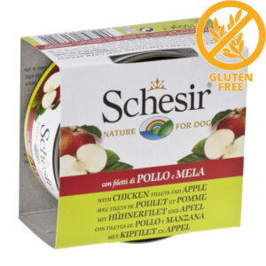 Schesir Dog Chicken Fillets with Apple -Пиле с ябълка- консерва за кучета 150гр