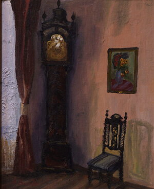 Moniak Manor - The Dining Room original historic manor interior oil painting by Andrea Bocedi
