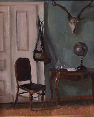 oil painting of a manor house interior