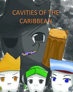 Cavities of the Caribbean children's book cover featuring cartoon pirate character teaching dental health to kids