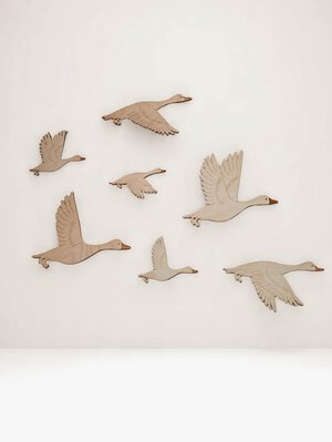 Wooden Flying Geese Wall Decor: Montessori Nursery Art, Set of 8