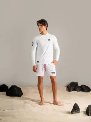 Camiseta de Protección Solar Manga Larga Mapa Galápagos Blanco_1
