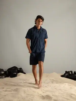 Pantalon Corto Técnico Mapa Naútico Azul