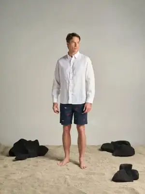 Camisa de Lino Manga Larga Blanca