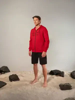 Sudadera con Capucha Corrientes y Tiburónes Roja