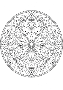 Mandala z motylem do druku