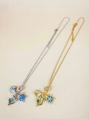 Collier charms coquillage dauphin coeur en acier inoxydable