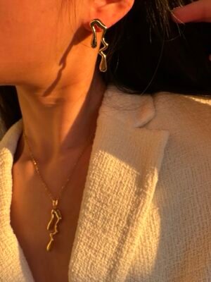 Ensemble parure collier et boucles d&rsquo;oreilles en acier inoxydable