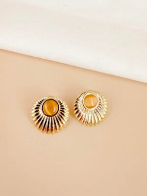 Boucles d&rsquo;oreilles rondes avec perles en acier inoxydable