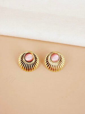 Boucles d&rsquo;oreilles rondes avec perles en acier inoxydable