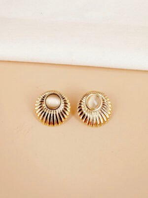 Boucles d&rsquo;oreilles rondes avec perles en acier inoxydable