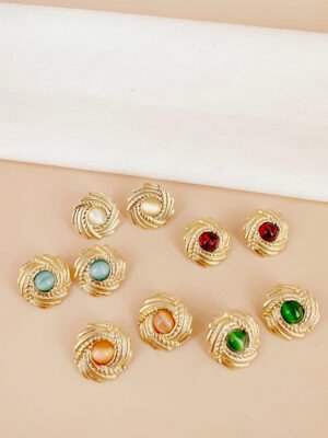 Boucles d&rsquo;oreilles motif avec perles en acier inoxydable