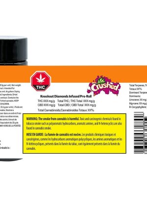 Knockout Diamonds Infused Pre-Rolls 5 Pack premium high-potency diamond infused joints by Crushed and Strains, available for local delivery from Montrose Cannabis.