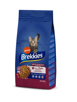 Premium klasės sausas maistas katėms Brekkies su vištiena (20 kg)