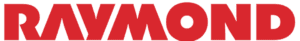 Logo of the Raymond app featuring bold, uppercase red text spelling 'RAYMOND' in a thick, modern font.