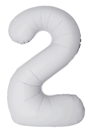 Flexmetal 34 Inch Foil Balloon Matte White Slim  Number 2