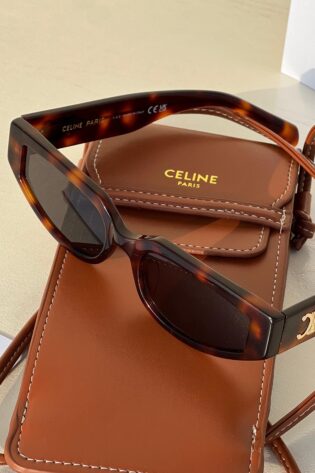 Celine Triomphe Oval Sunglasses in Tortoise
