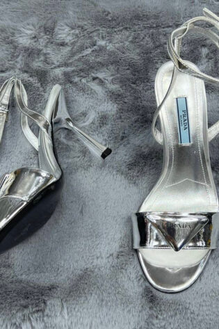Prada Metallic Triangle Logo Shoes