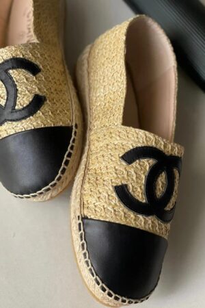 Chanel Raffia Cap-Toe Espadrilles Shoes