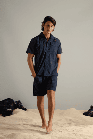 PANTALON CORTO TÉCNICO MAPA NAÚTICO AZUL