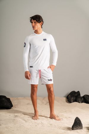 CAMISETA DE PROTECCIÓN SOLAR MANGA LARGA MAPA GALÁPAGOS BLANCO