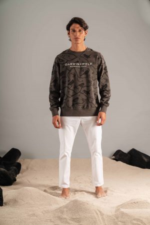 CAMISETA MANGA LARGA RAMAS Y PINZONES GRIS