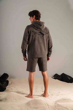 SUDADERA CON CAPUCHA MAPA GALÁPAGOS GRIS