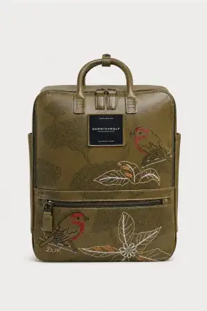 Mochila de cuero vegano pajaro brujo Darwin and Wolf