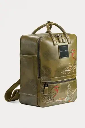 Mochila de cuero vegano pajaro brujo Darwin and Wolf
