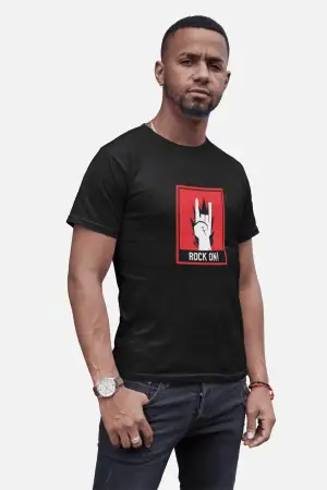 Rock On – Men’s Printed T-Shirt (Funky Style, Half Sleeves) 
