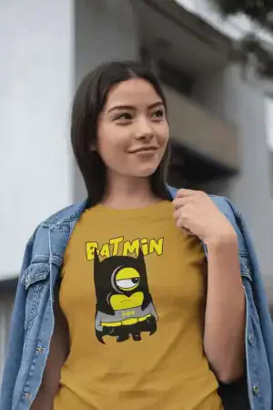 Batmin Minion – Women’s Printed T-Shirt (Funky Style, Half Sleeves)