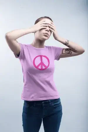 Hippy Peace – Women’s Printed T-Shirt (Funky Style, Half Sleeves)