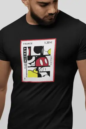 Mickey France Postal Ticket – Men’s Printed T-Shirt