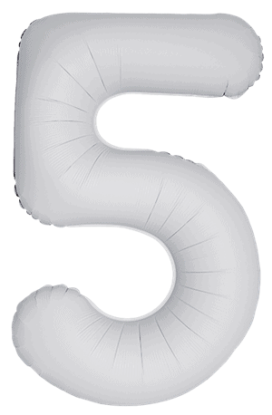 Flexmetal 34 Inch Foil Balloon Matte White Slim Number 5