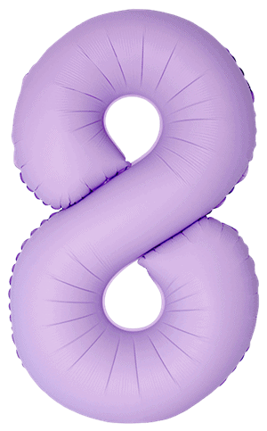 Flexmetal 34 Inch Foil Balloon Matte Lavender Slim Number 8