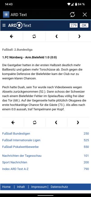 Den ARD-Text gibt's auch per App (Screenshot)