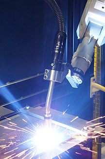 Image of live welding with a TOUGH GUN CA3 robotic MIG gun